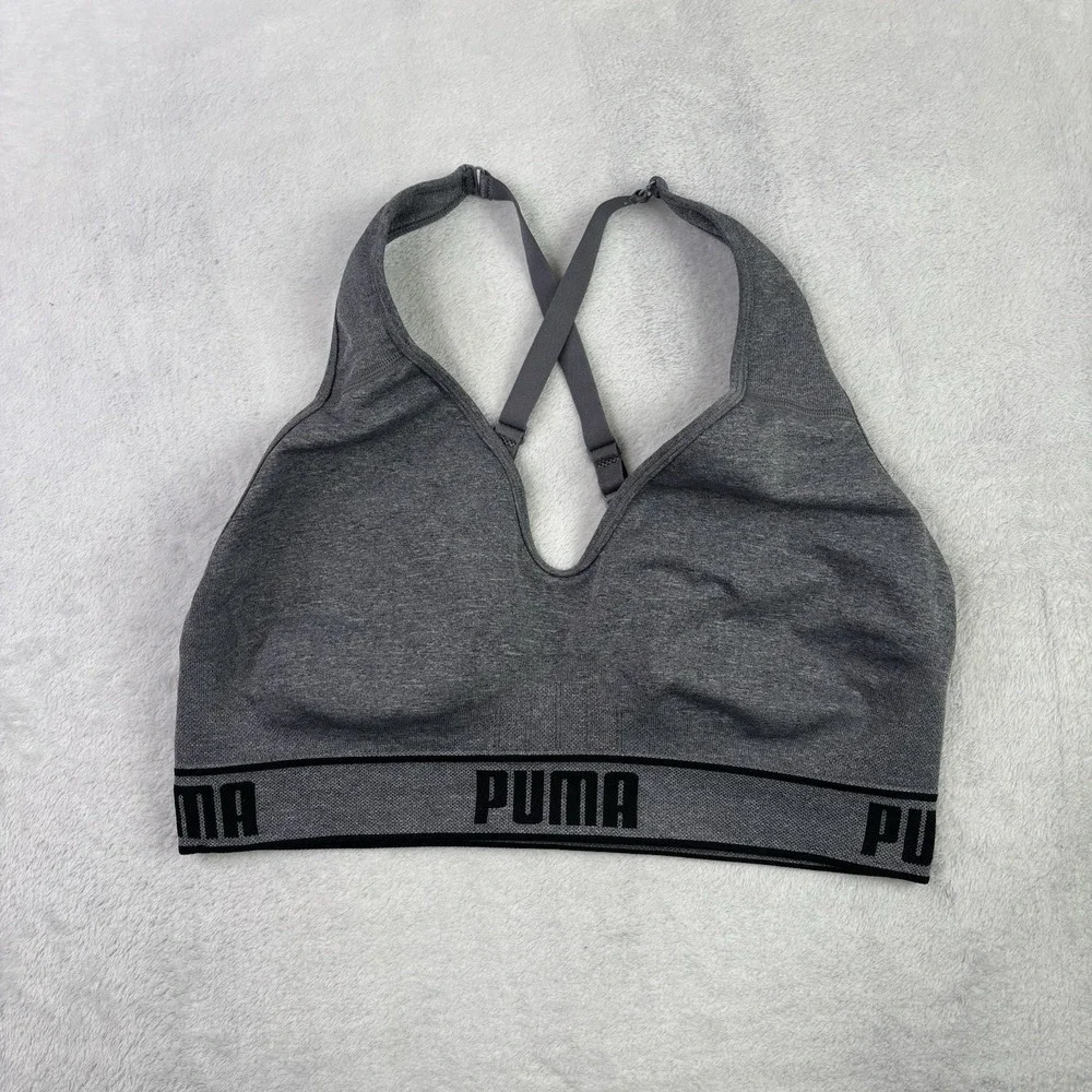 Puma Grey Activewear Athletic Sports Bra Racerback Women's XL